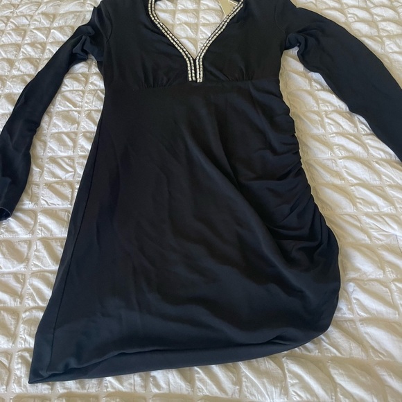 Ramy Brook Black Long Sleeve Alexi Dress with Embellished V-Neck - Picture 5 of 11